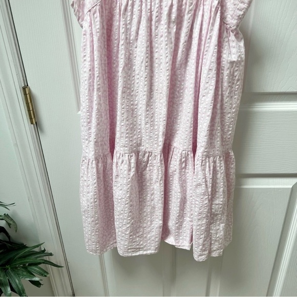 Topshop Textured Smock Mini Dress in Pale Pink Animal Print - Picture 6 of 7